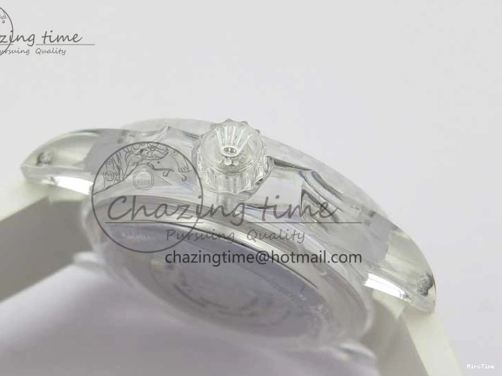 MiroTime 0116 Submariner Phantomlab Transparent KZF Best Edition Black Dial on White Rubber Strap VR StreetReady 2567